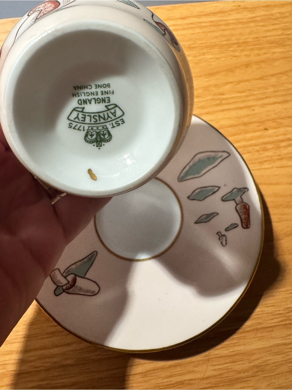 Rare Vintage Aynsley Pink Mushroom Teacup and Saucer MCM Girlguides Brownies - Picture 4 of 10